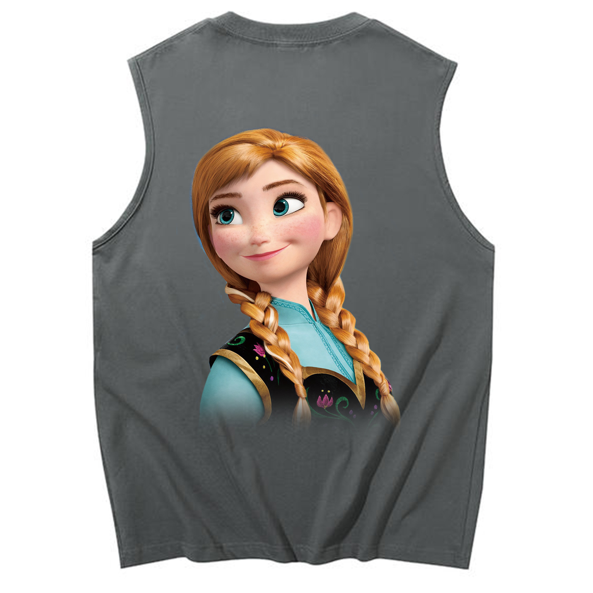 （画像用） アナと雪の女王 アンナ エルサ Frozen Anna Elsa コットン100％タンクトップ（背面プリント）